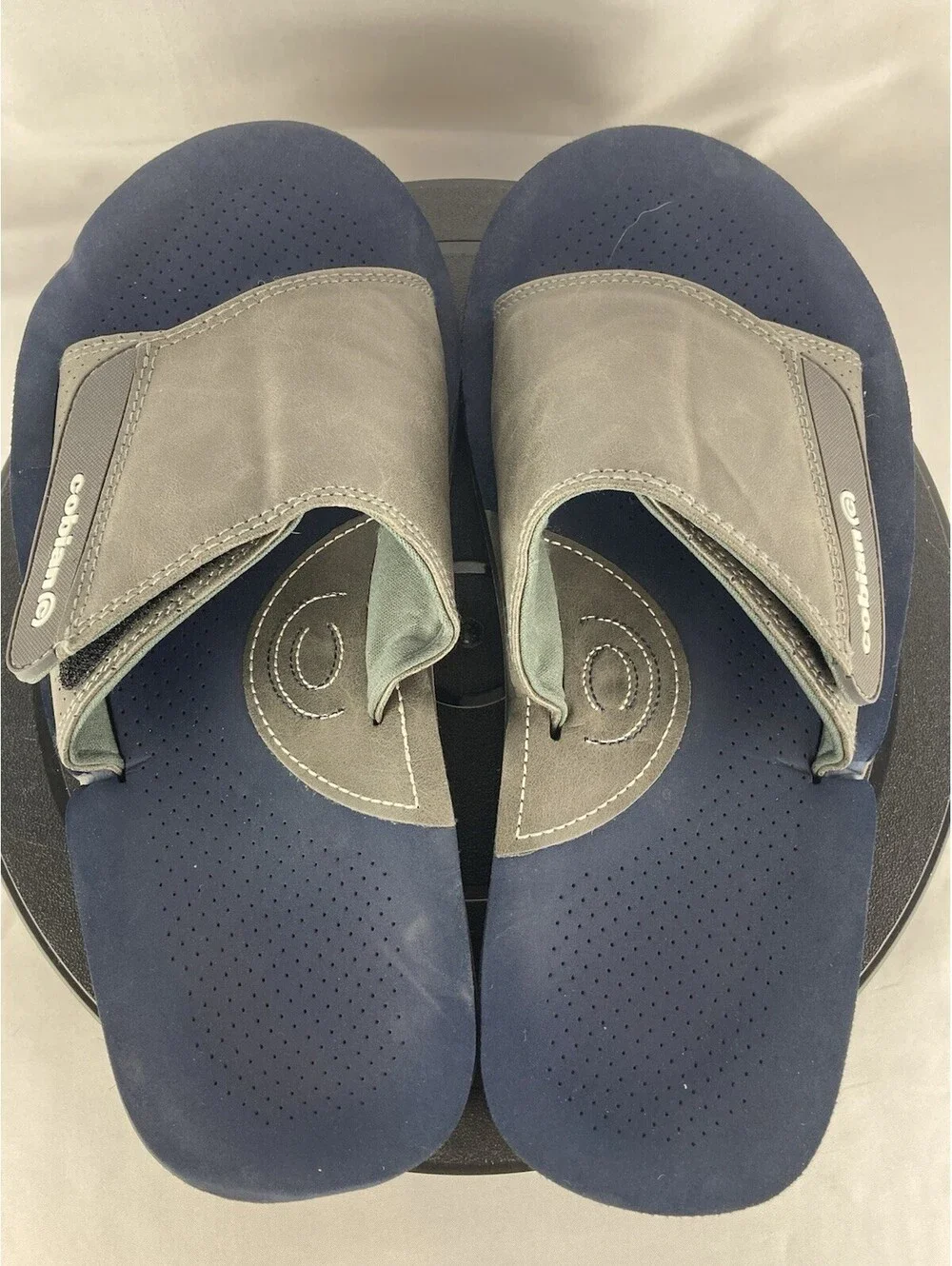 Men’s Size 9 Cobian Slide Sandals Blue Grey Adjustable Comfort Foam Slip On
